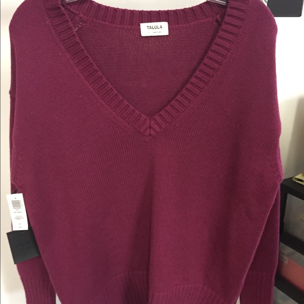 Aritzia Tulula raspberry v neck sweater - small